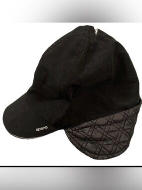 Apana-Black Quilted Earflap Baseball Cap